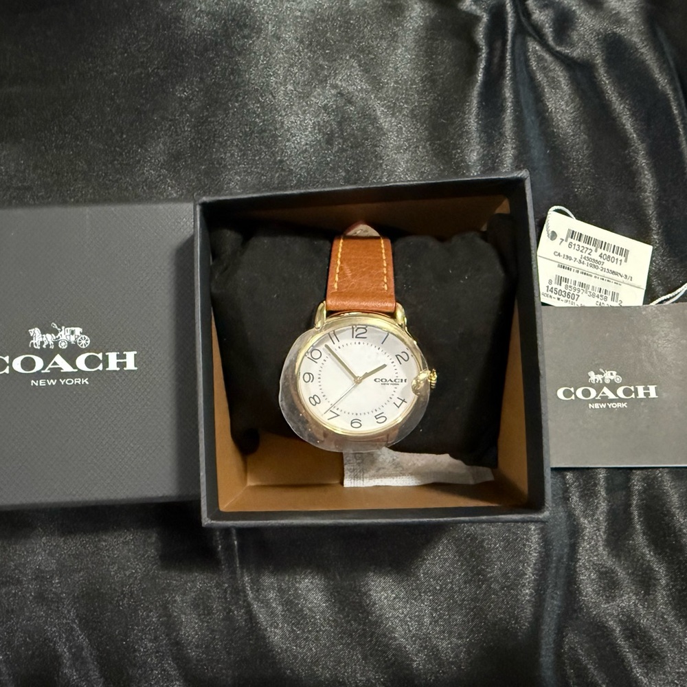 Coach Gold Case Watch with Brown Strap